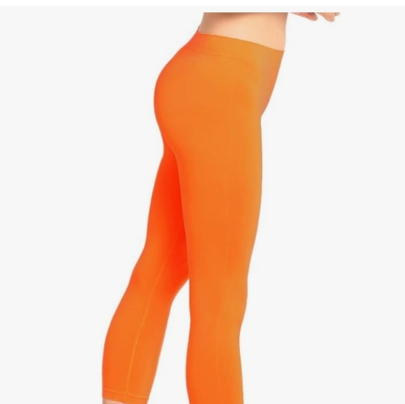 🩷 3/$15 Mopas Women's Ribbed Waistband Capri Length Orange Leggings, S/M, NWT - Picture 2 of 8